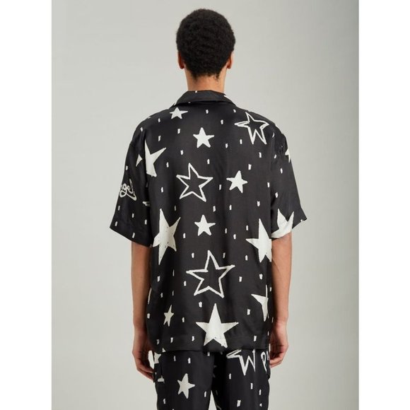 Palm Angels Night Sky Bowling Shirt Star Print Logo Button Up Matching Set - Picture 7 of 12